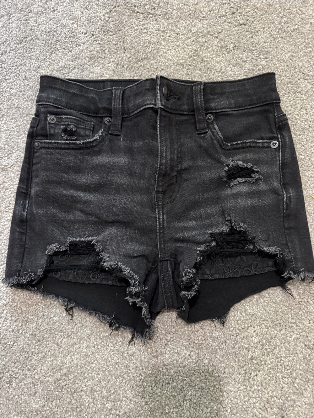American Eagle Black Distressed Women's Denim Shorts size 000
